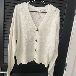 Cyrus Women's Ivory Button-Up Cardigan